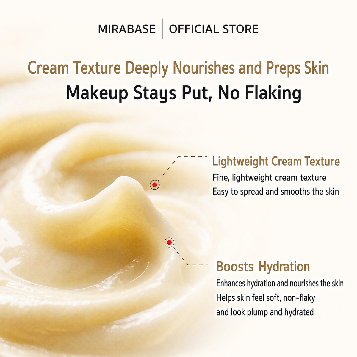 MIRABASE ICE-Sensing Makeup Base Moisturizer Cream | ไพรเมอร์ครีมเย็นก่อนแต่งหน้า 30 กรัม