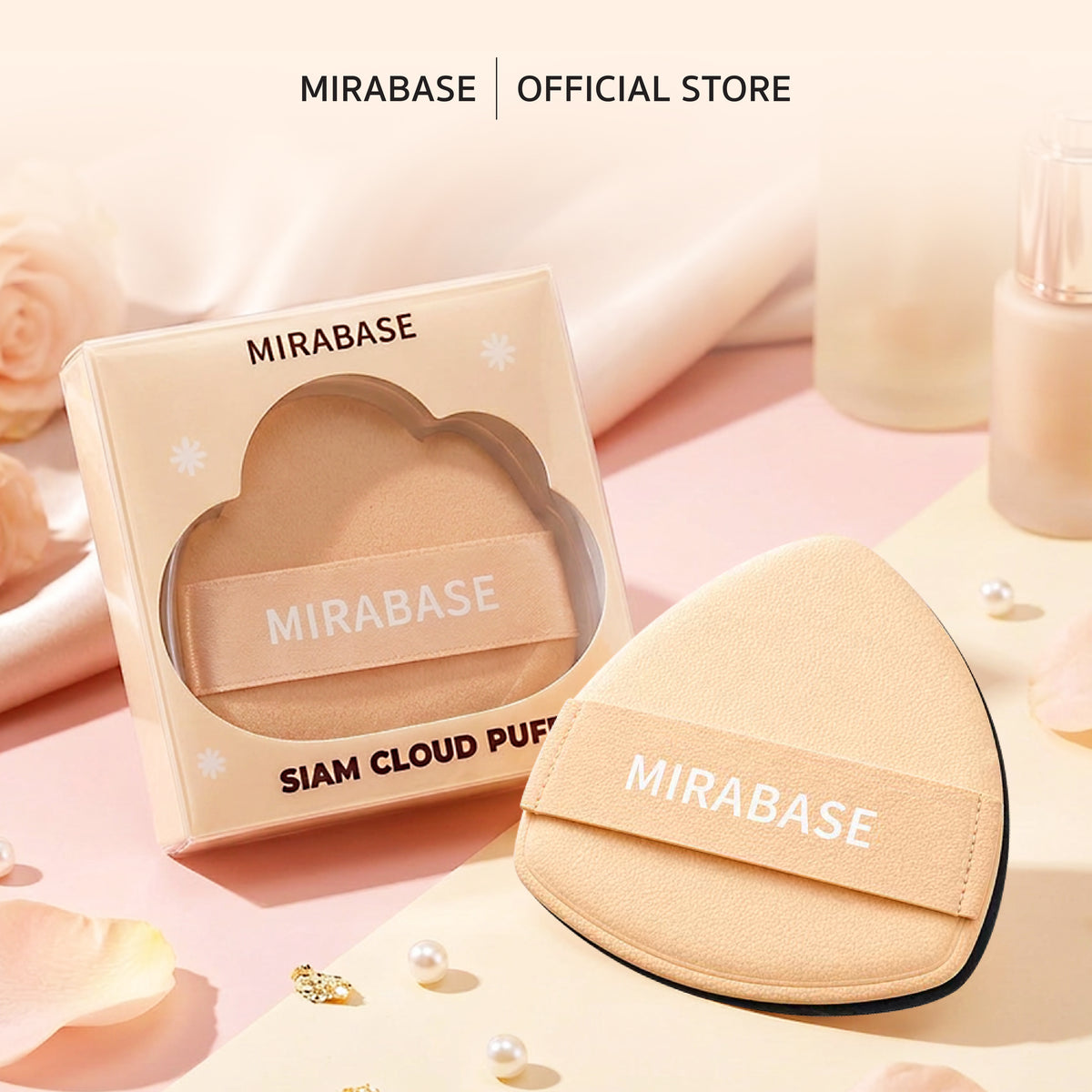 MIRABASE SIAM CLOUD PUFF | พัฟแต่งหน้าทรงสามเหลี่ยม 4 ชั้น เนื้อนุ่ม ใช้ได้ทั้งแห้งและเปียก
