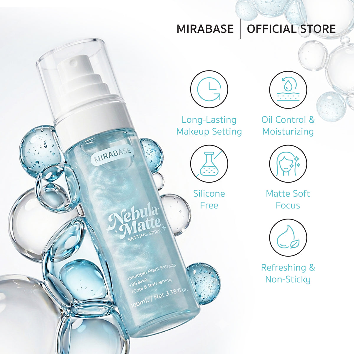 MIRABASE Nebula Matte Setting Spray | สเปรย์ล็อกเมคอัพแมตต์ คุมมัน 100 มล.